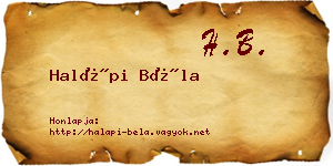 Halápi Béla névjegykártya
